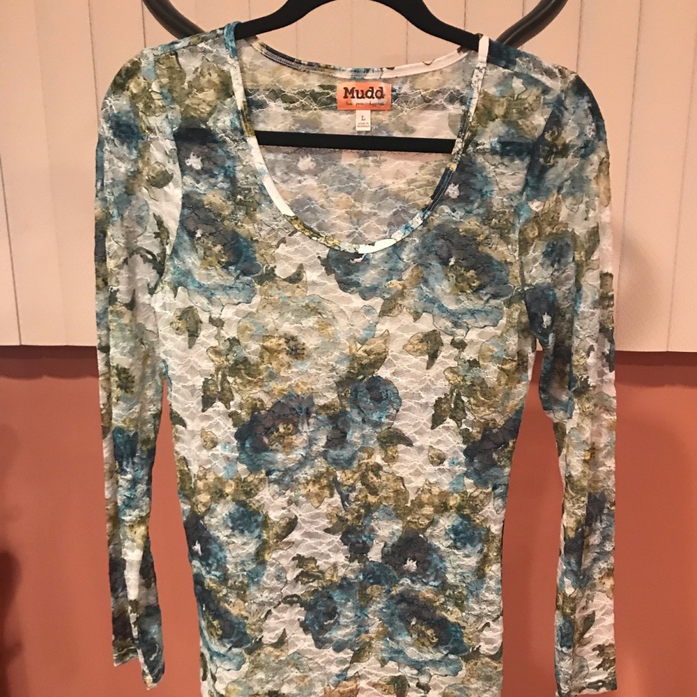MUDD lace colorful long sleeve shirt